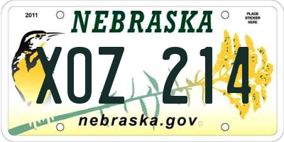 NE license plate XOZ214