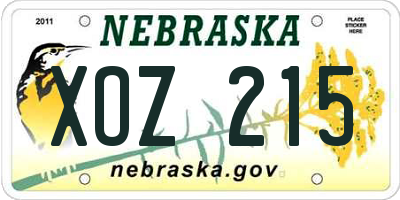 NE license plate XOZ215
