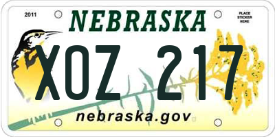 NE license plate XOZ217