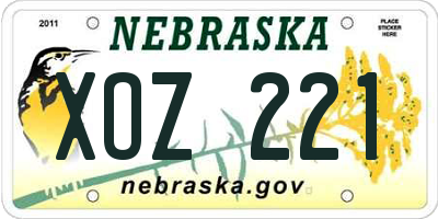 NE license plate XOZ221