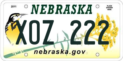 NE license plate XOZ222