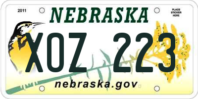 NE license plate XOZ223