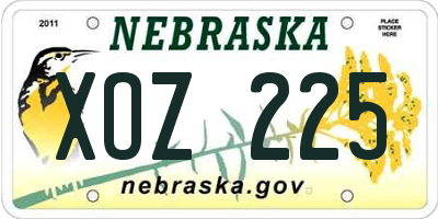 NE license plate XOZ225