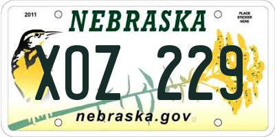 NE license plate XOZ229