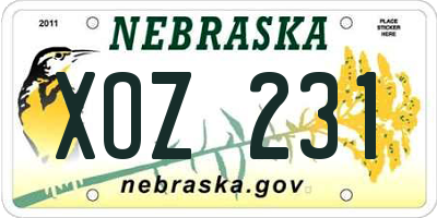 NE license plate XOZ231