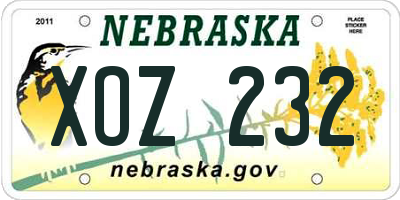 NE license plate XOZ232