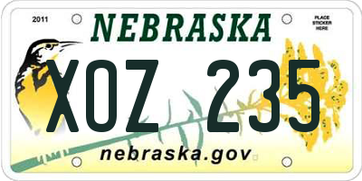NE license plate XOZ235