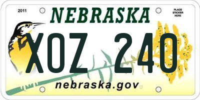 NE license plate XOZ240