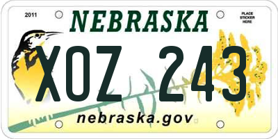 NE license plate XOZ243