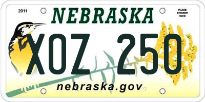 NE license plate XOZ250