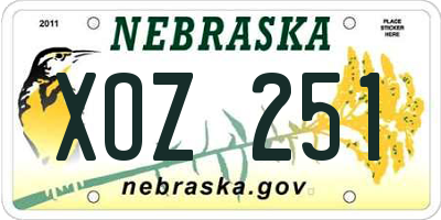 NE license plate XOZ251