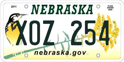 NE license plate XOZ254