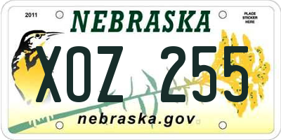 NE license plate XOZ255