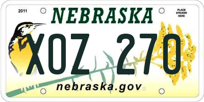 NE license plate XOZ270