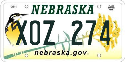 NE license plate XOZ274