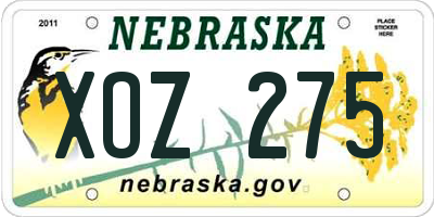 NE license plate XOZ275