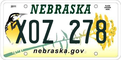NE license plate XOZ278