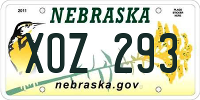 NE license plate XOZ293