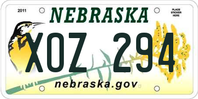 NE license plate XOZ294