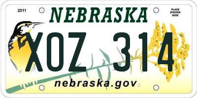 NE license plate XOZ314