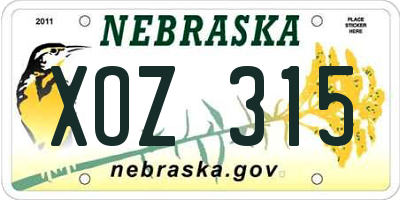 NE license plate XOZ315