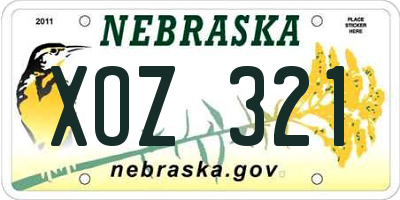 NE license plate XOZ321