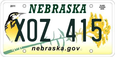 NE license plate XOZ415
