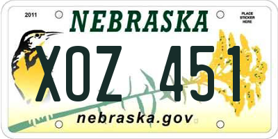 NE license plate XOZ451
