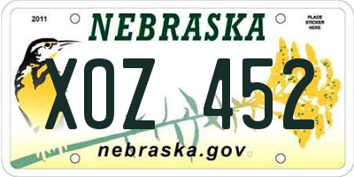 NE license plate XOZ452