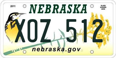 NE license plate XOZ512