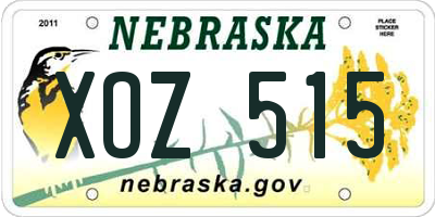 NE license plate XOZ515