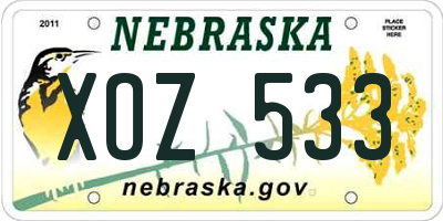 NE license plate XOZ533