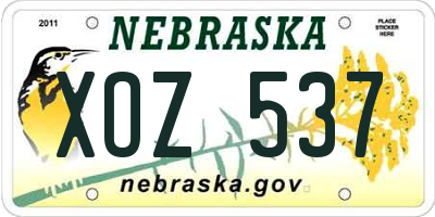 NE license plate XOZ537