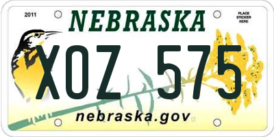 NE license plate XOZ575