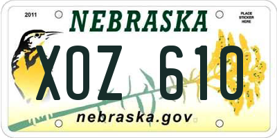 NE license plate XOZ610