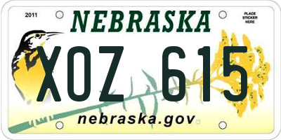 NE license plate XOZ615
