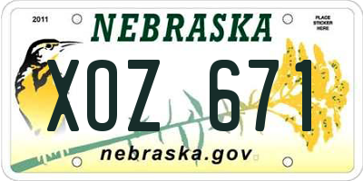 NE license plate XOZ671