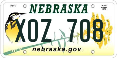 NE license plate XOZ708