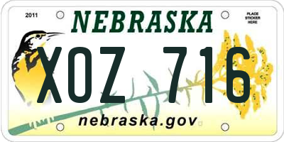 NE license plate XOZ716