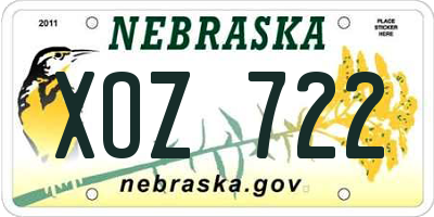 NE license plate XOZ722