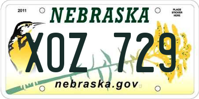 NE license plate XOZ729