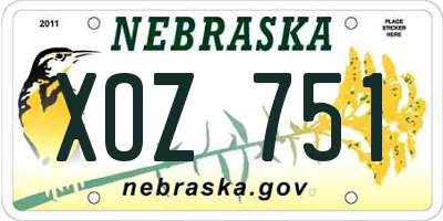 NE license plate XOZ751