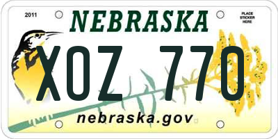 NE license plate XOZ770