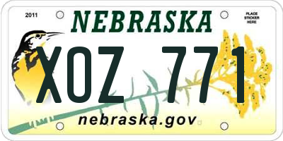 NE license plate XOZ771