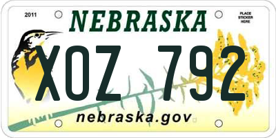 NE license plate XOZ792