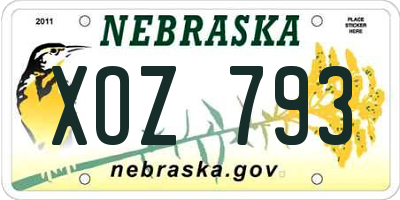 NE license plate XOZ793