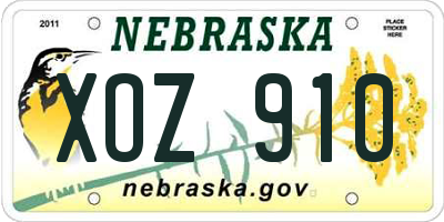 NE license plate XOZ910
