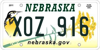 NE license plate XOZ916