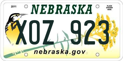 NE license plate XOZ923