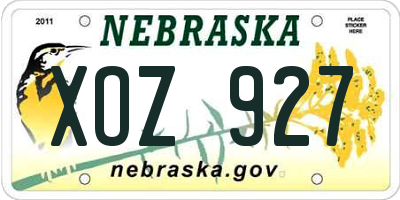 NE license plate XOZ927
